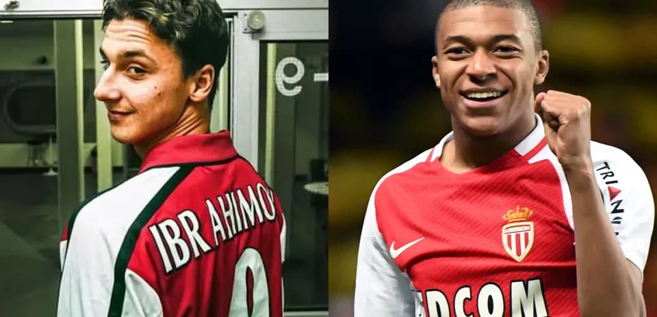 Two soccer players in club jerseys, celebrating