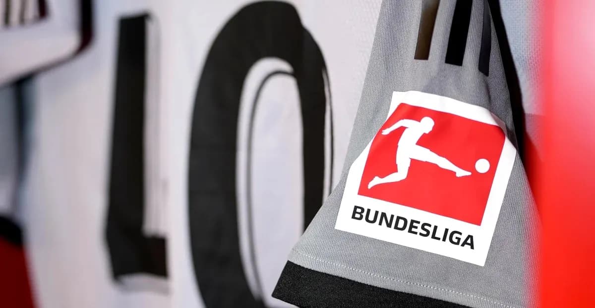 Close-up of Bundesliga logo on sports jersey