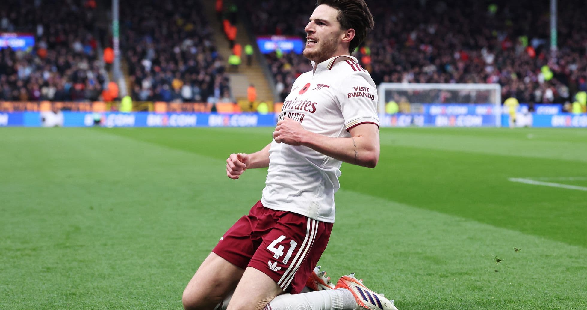 Arsenal player celebrating after scoring a goal