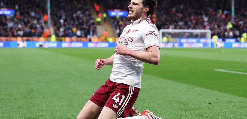 Arsenal player celebrating after scoring a goal