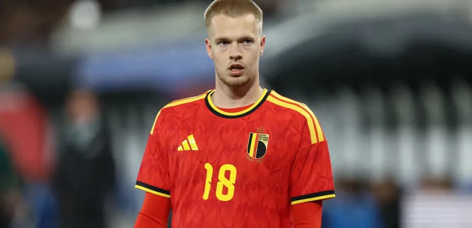 Player wearing Belgium jersey during match warm-up