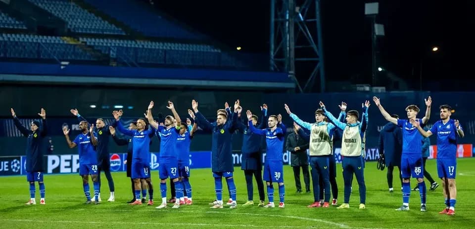 Dinamo Zagreb players celebrating after the match