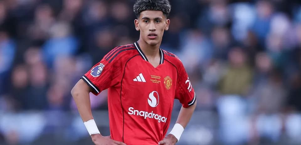 Player in red Manchester United kit on pitch