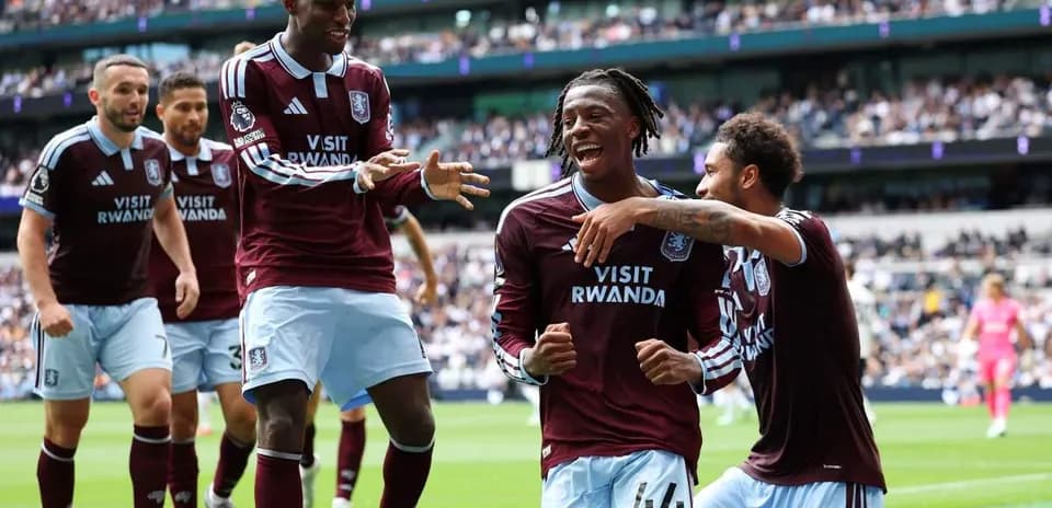 Aston Villa players celebrating a goal