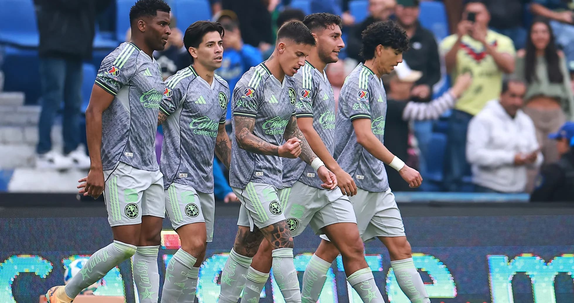 Club America players celebrating during match