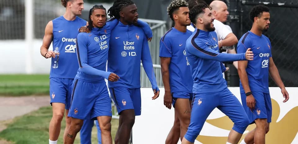 France national team players walking during training session