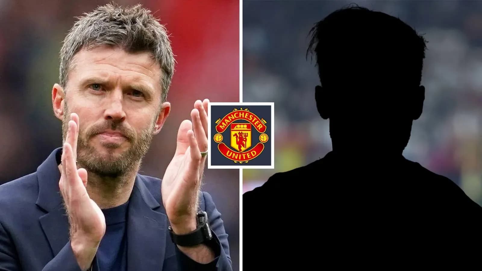 Coach applauding with Manchester United logo in background