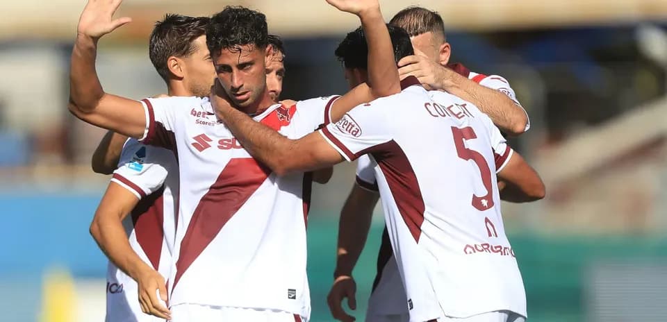 Torino players celebrating a goal during match
