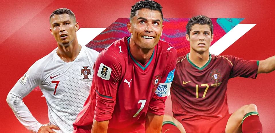 Three Cristiano Ronaldo images in Portugal jerseys