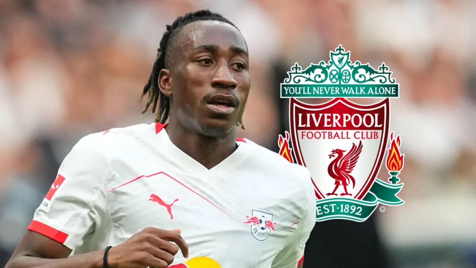 Player in RB Leipzig jersey with Liverpool logo Player in RB Leipzig jersey with Liverpool logo