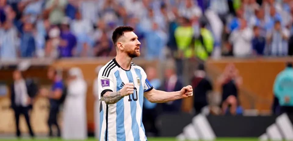 Lionel Messi celebrating during match with Argentina team