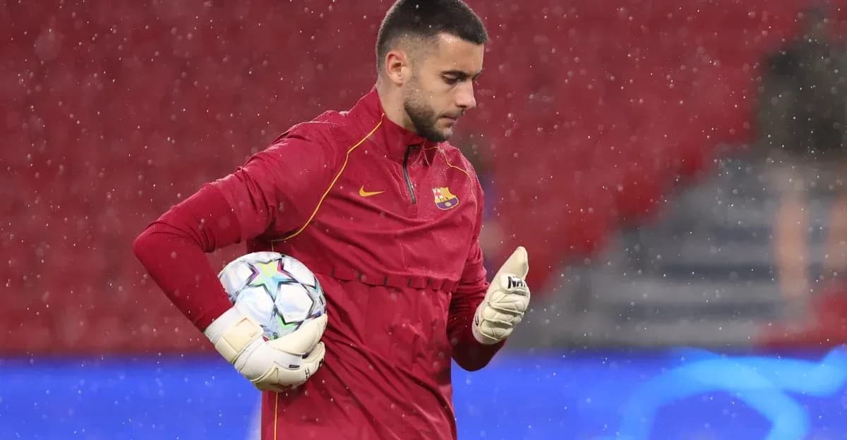 Goalkeeper in training during rainy weather