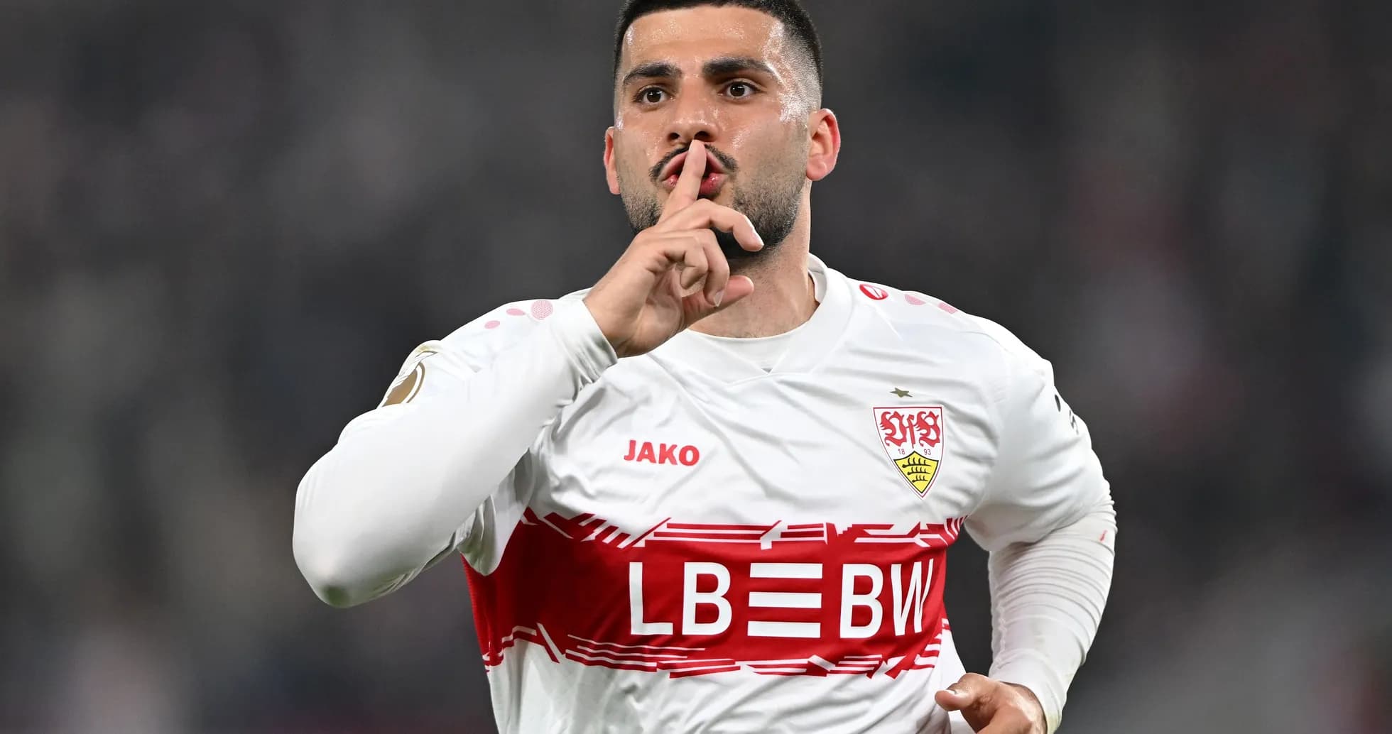 Player celebrating with a finger to lips gesture