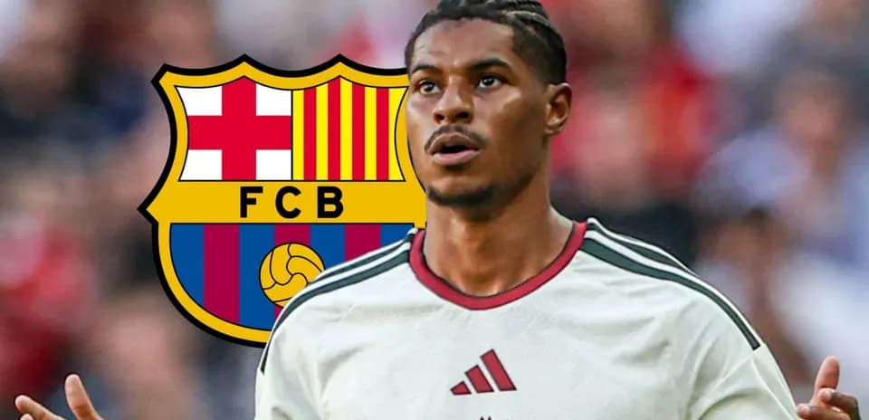 Player reacting with FC Barcelona logo in background