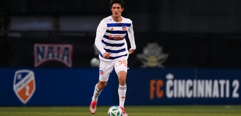 Player dribbling the ball for FC Cincinnati II