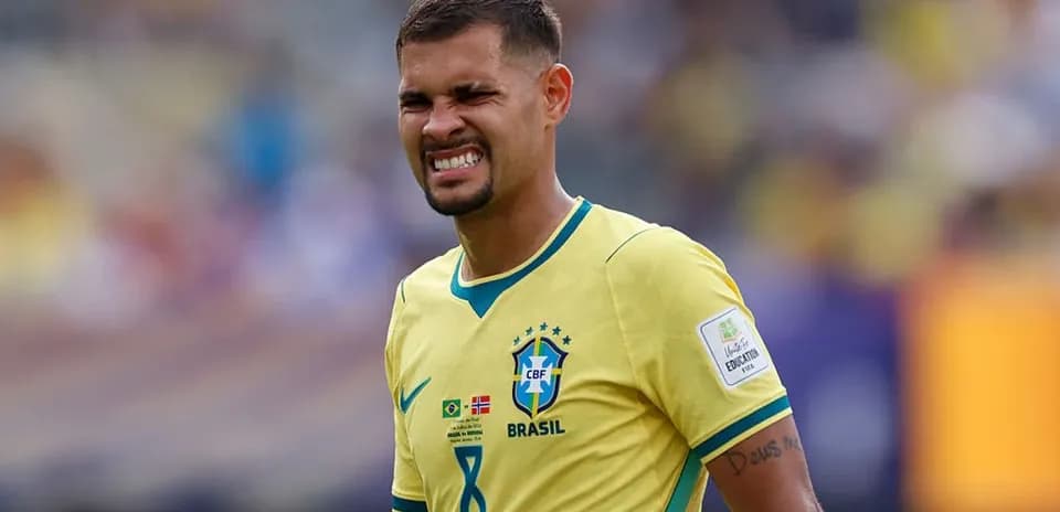 Brazilian player reacting during a match