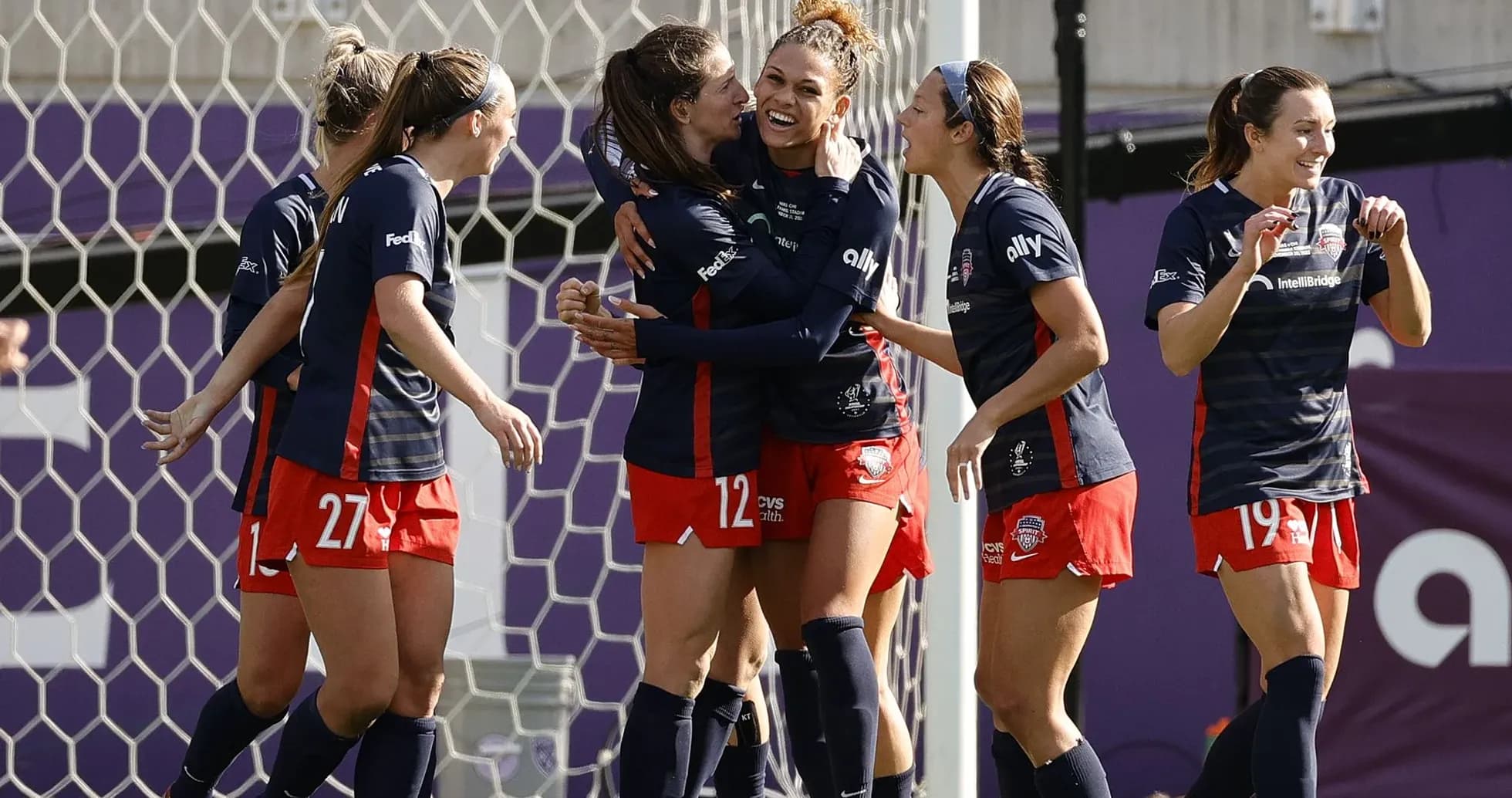 Washington Spirit players celebrating a goal