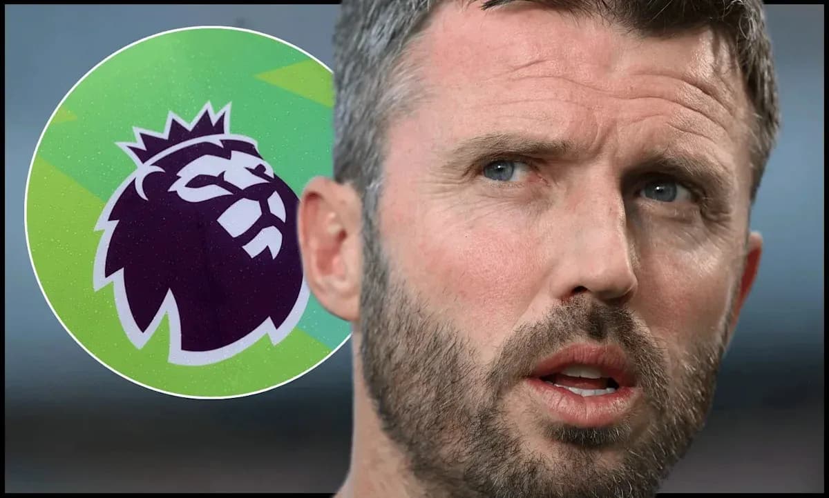 Close-up of a man with a beard, Premier League logo