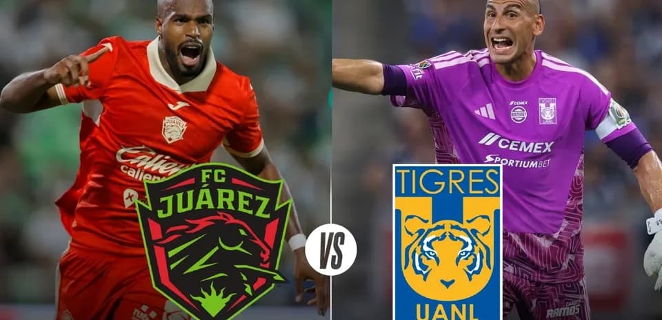 Players from FC Juarez and Tigres UANL during match