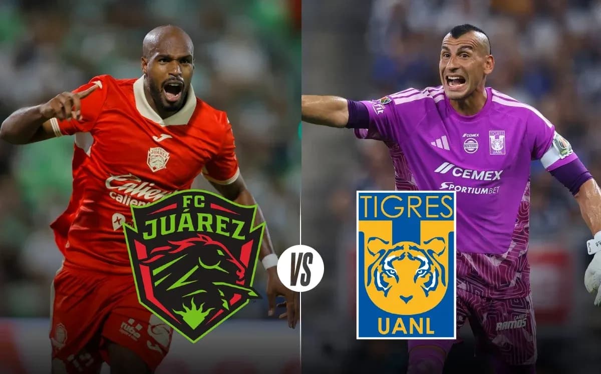 Players from FC Juarez and Tigres UANL during match