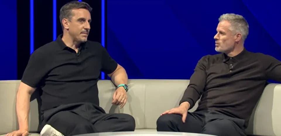 Two analysts discussing on a television set