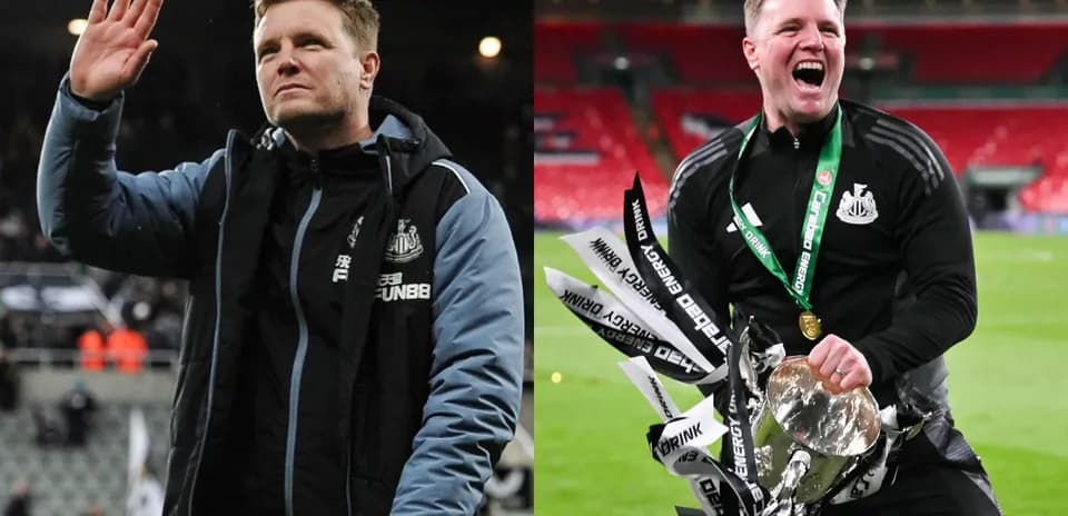 Newcastle United manager celebrating and waving