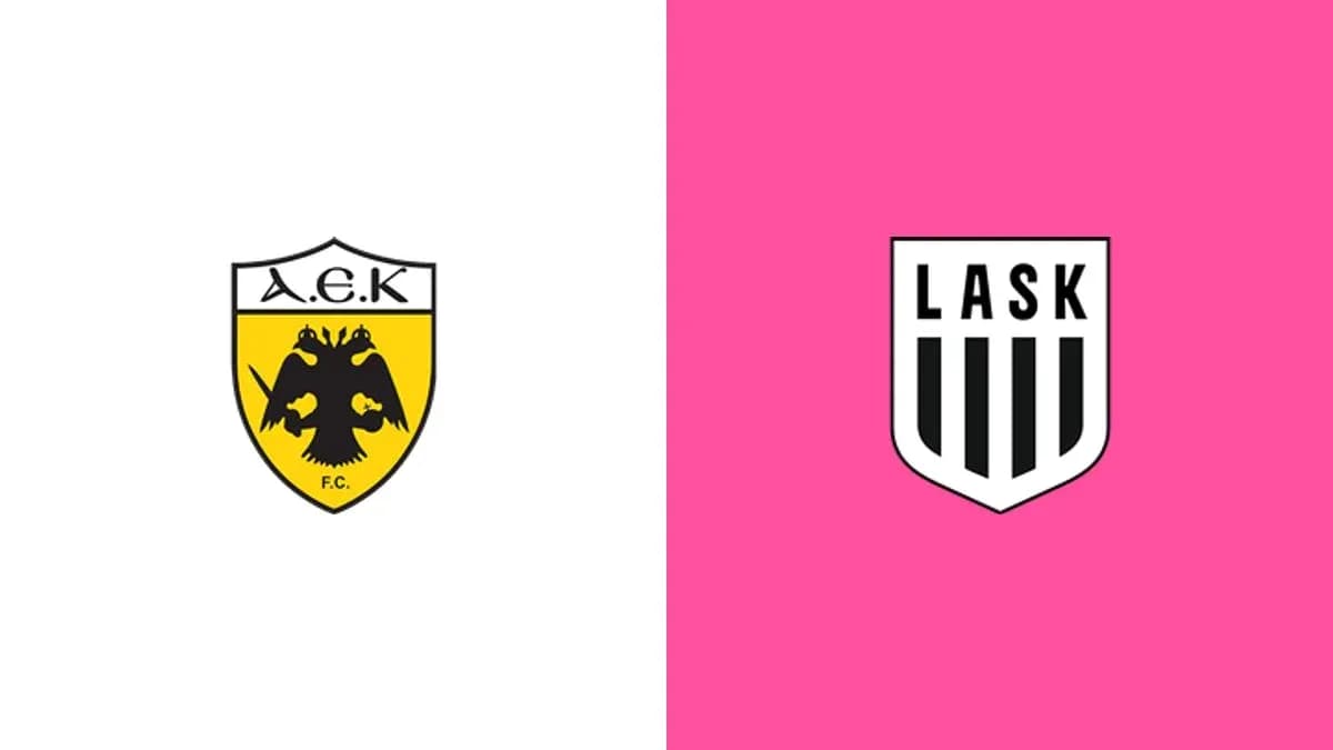 Logos of AEK Athens and LASK Linz teams