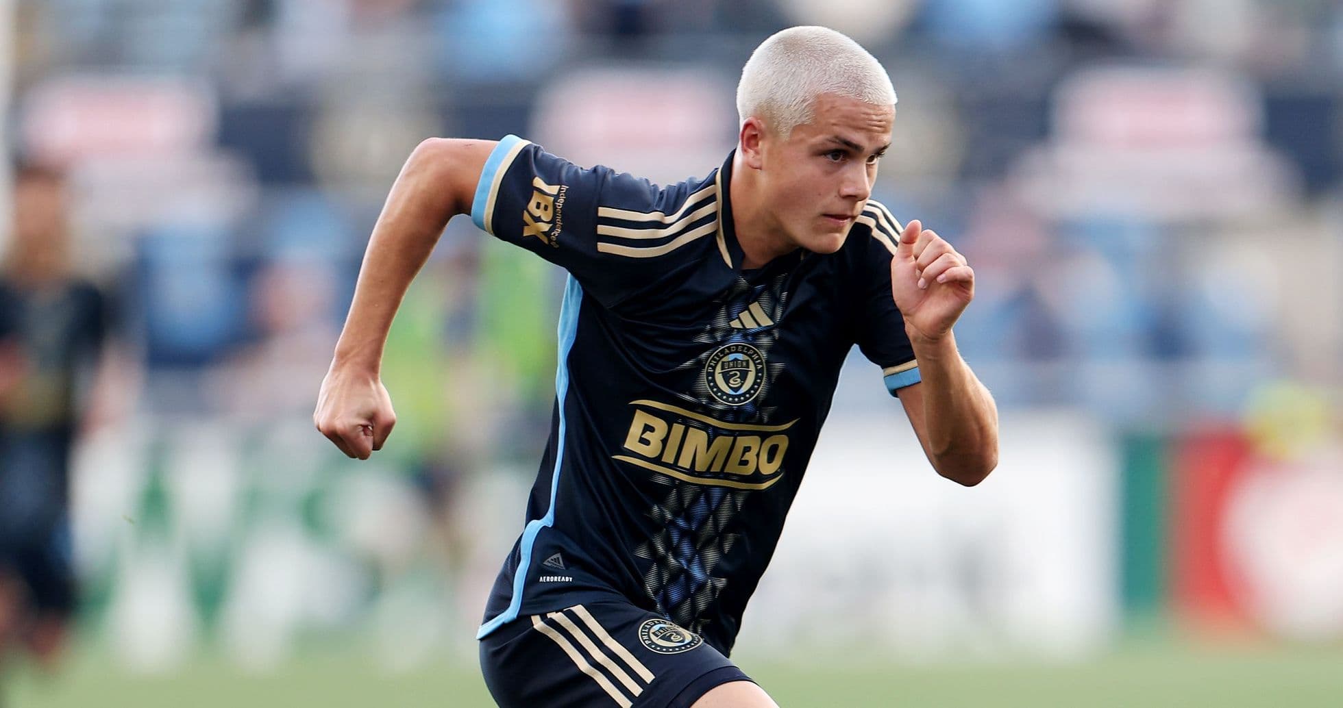 Player sprinting during Philadelphia Union II match