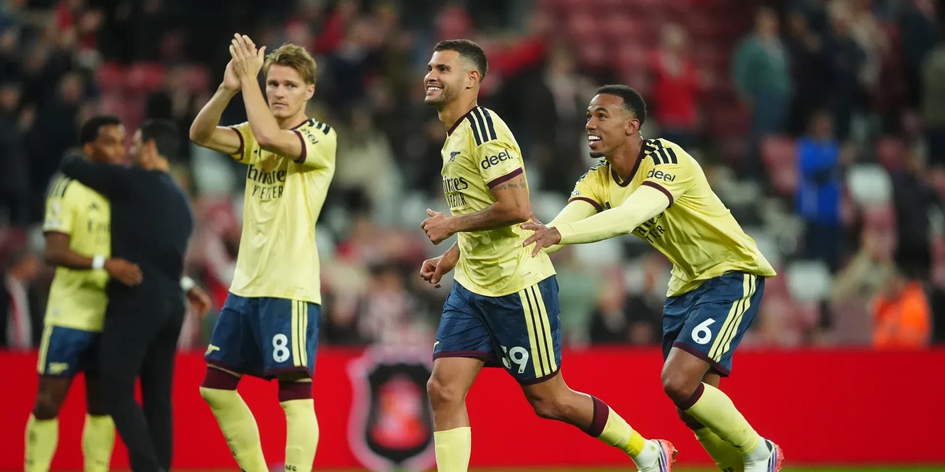 Players celebrating after scoring during a match