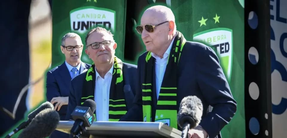 Officials speaking at Canberra United event