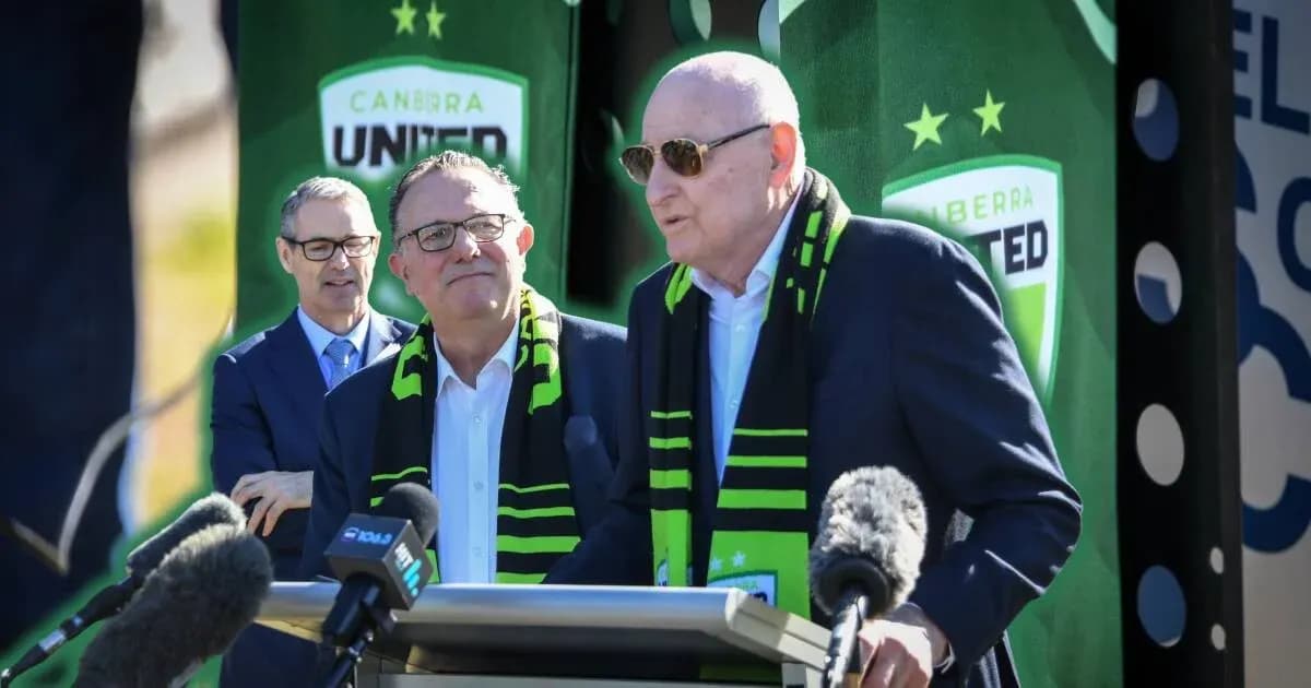 Officials speaking at Canberra United event