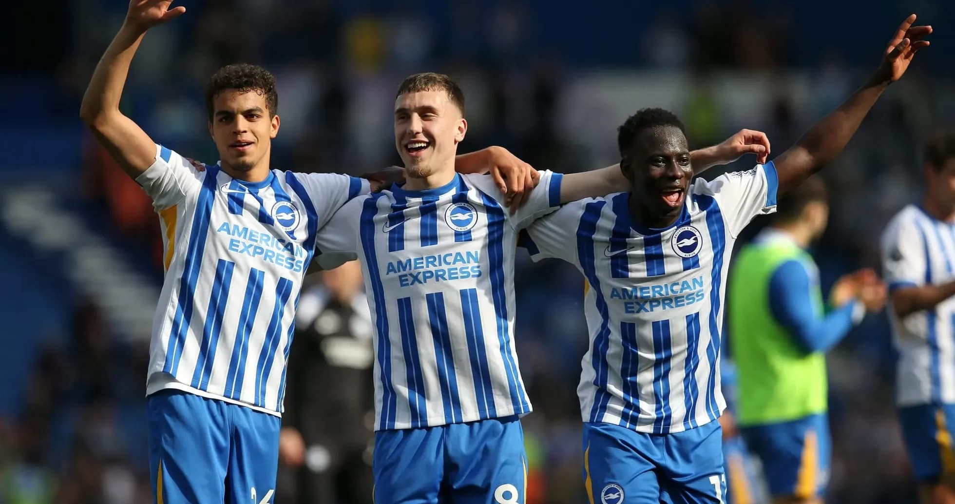Brighton players celebrating a goal