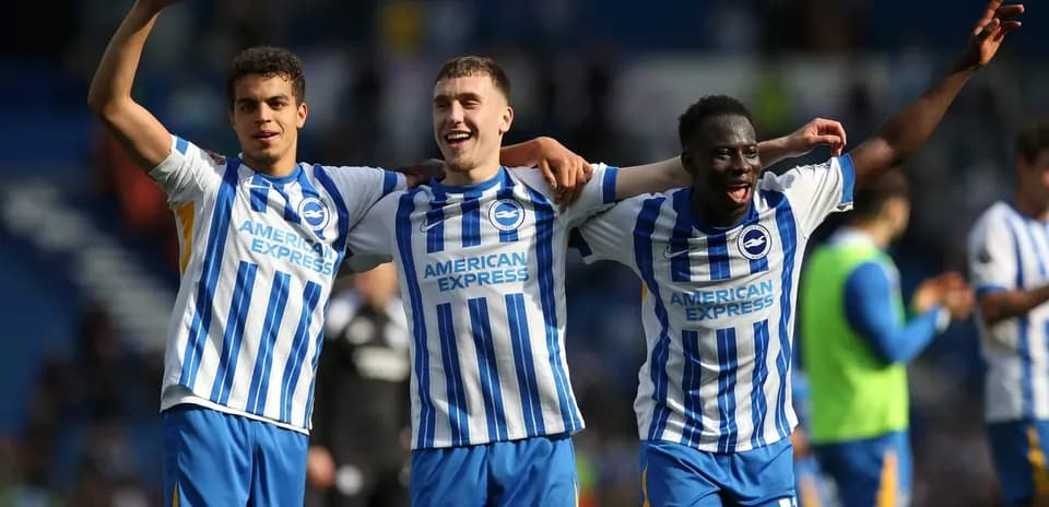 Brighton players celebrating a goal