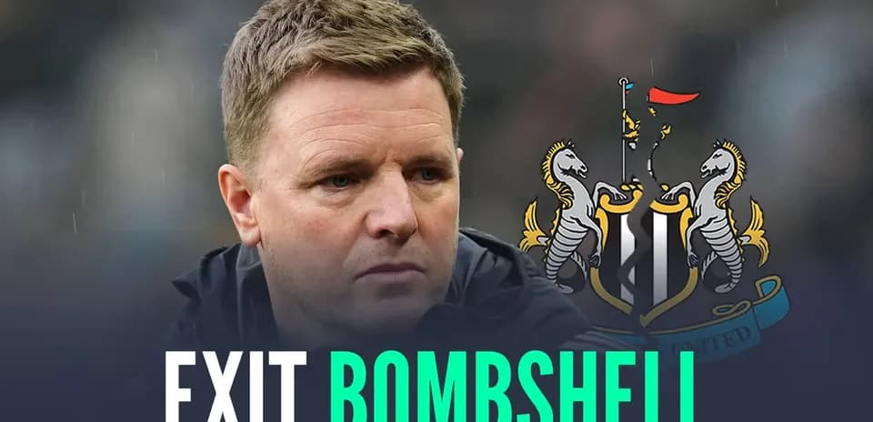 Manager with Newcastle United logo in background
