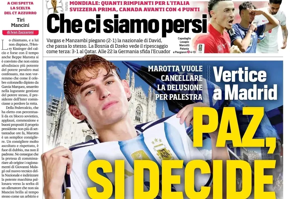 Football player wearing Argentina jersey with city background