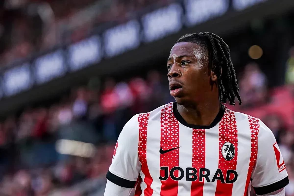 Player wearing Freiburg kit during match
