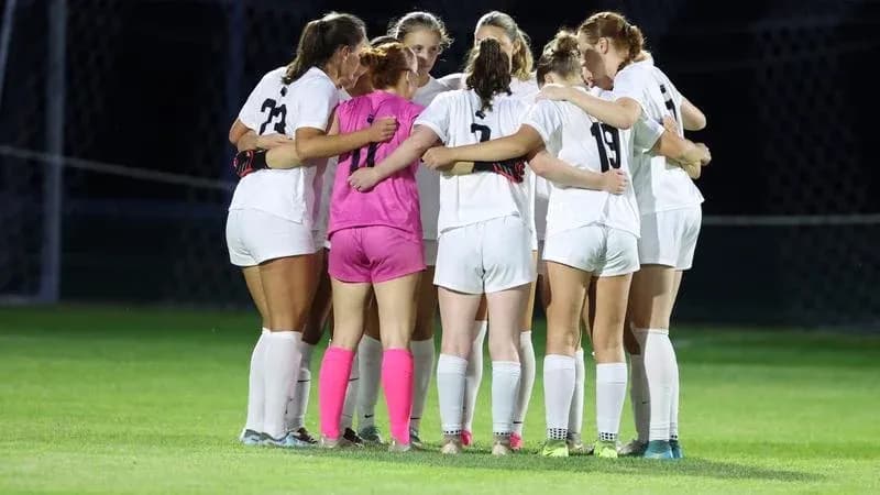 Team huddle before the soccer match