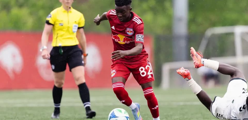 New York RB II player dribbling the ball
