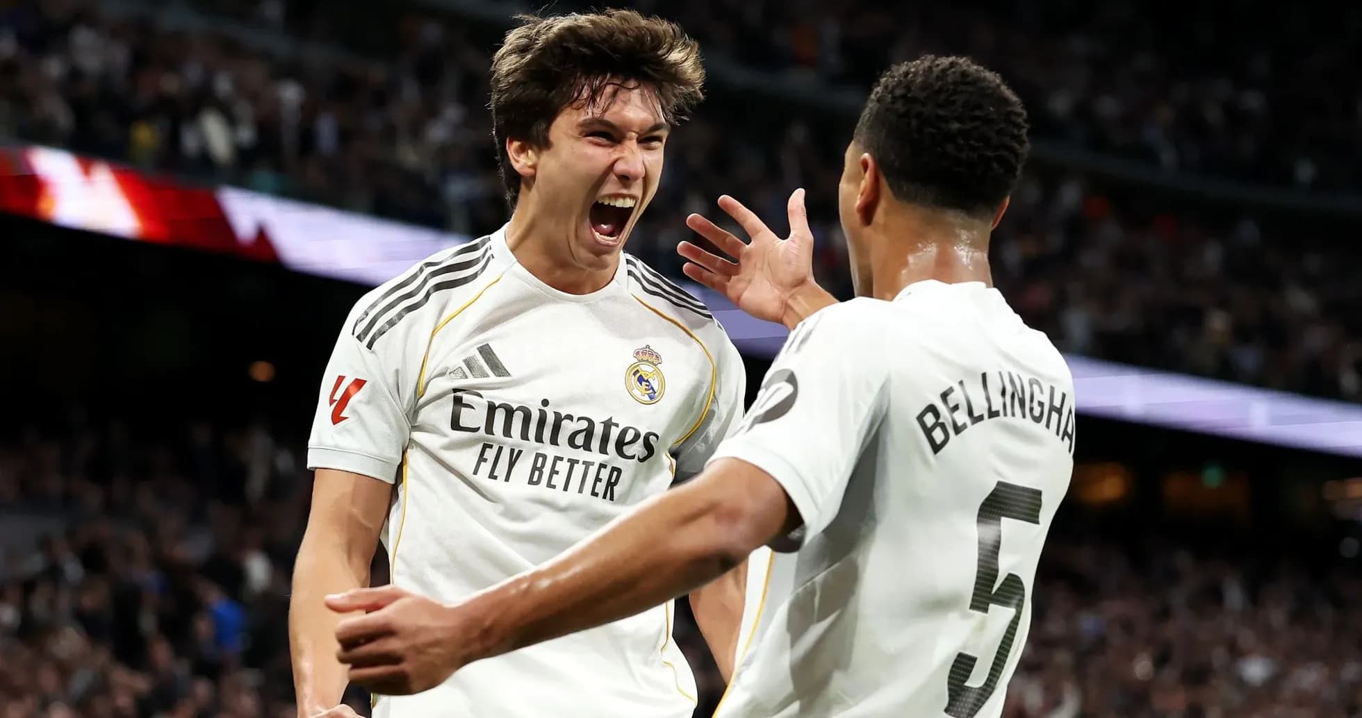 Real Madrid players celebrating a goal