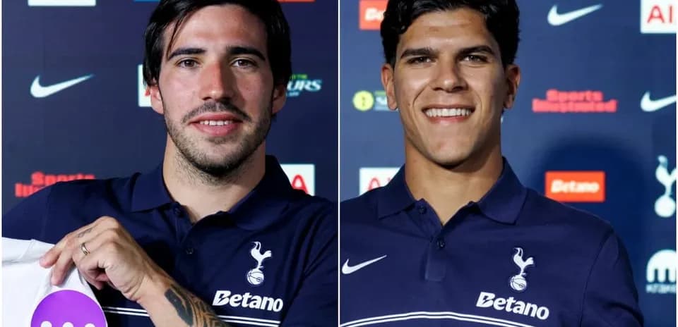 Two football players at Tottenham press conference