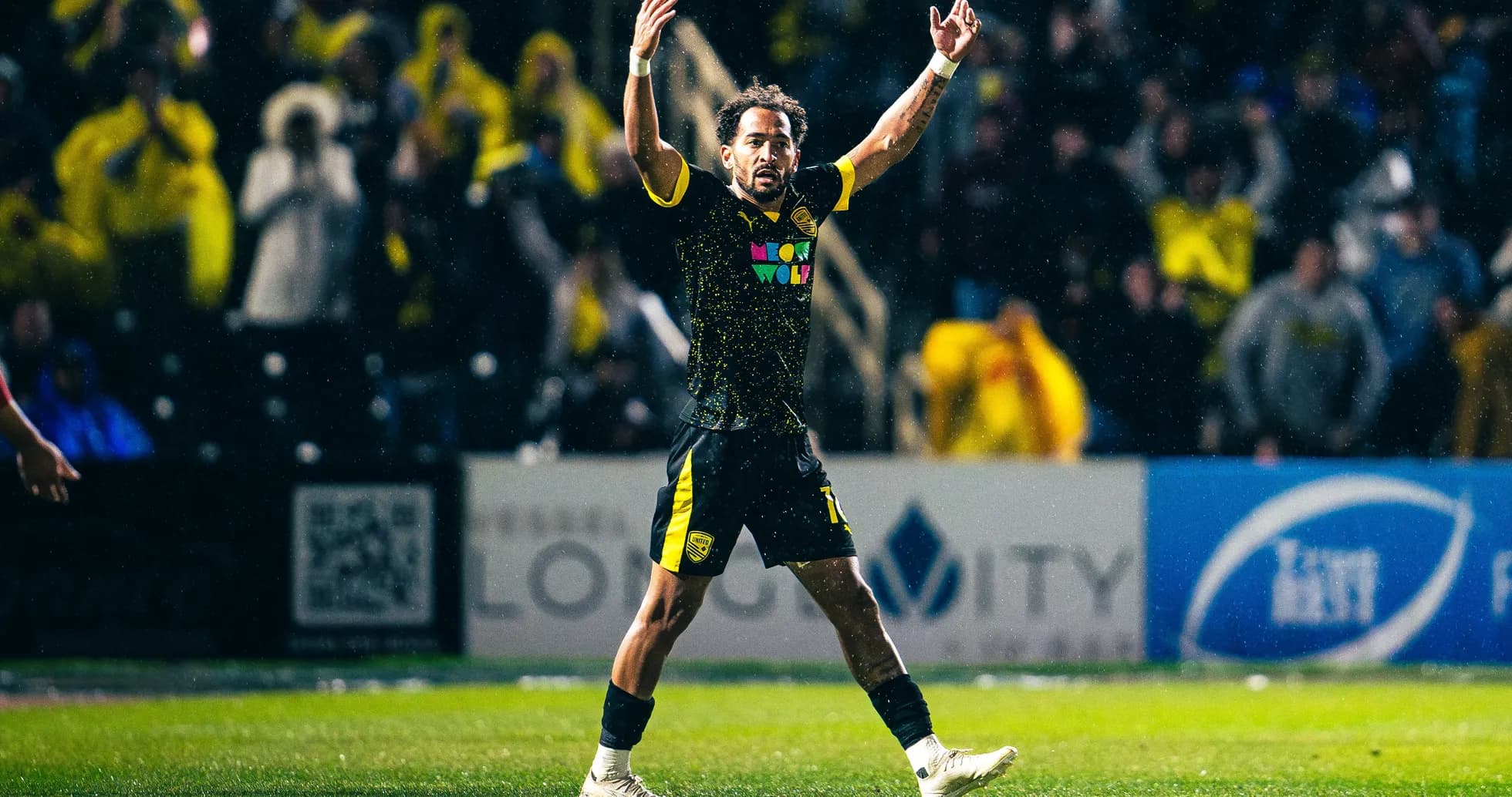 New Mexico United player celebrating during match