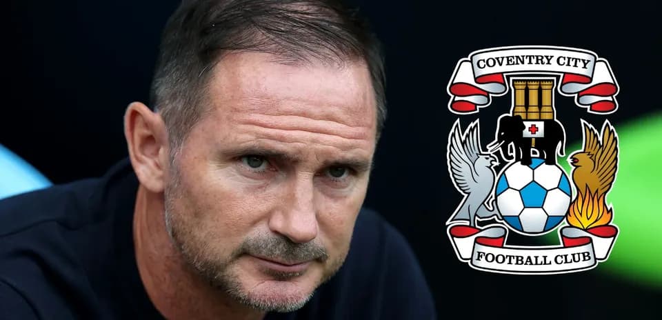 Manager focused with Coventry City logo in background