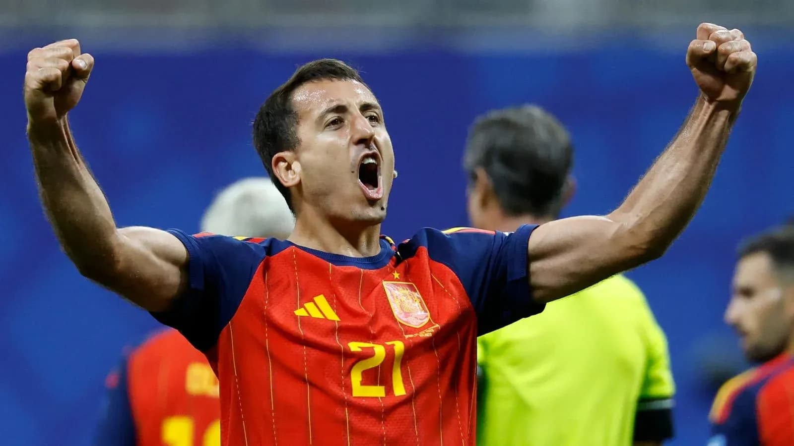 Player celebrating victory with raised fists