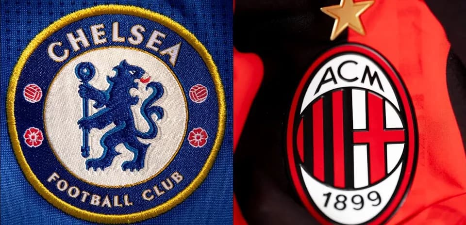 Chelsea and AC Milan club logos side by side