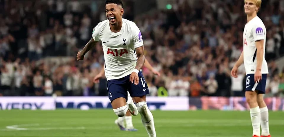 Tottenham player celebrating a goal on field