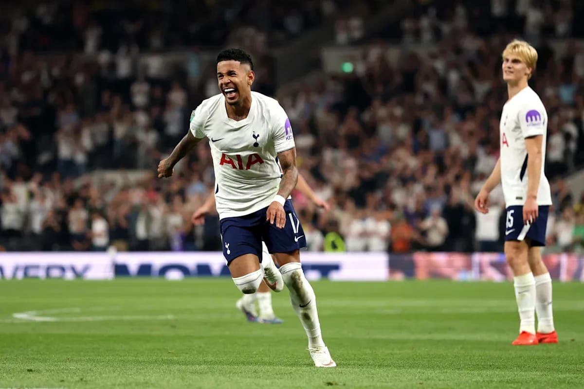Tottenham player celebrating a goal on field