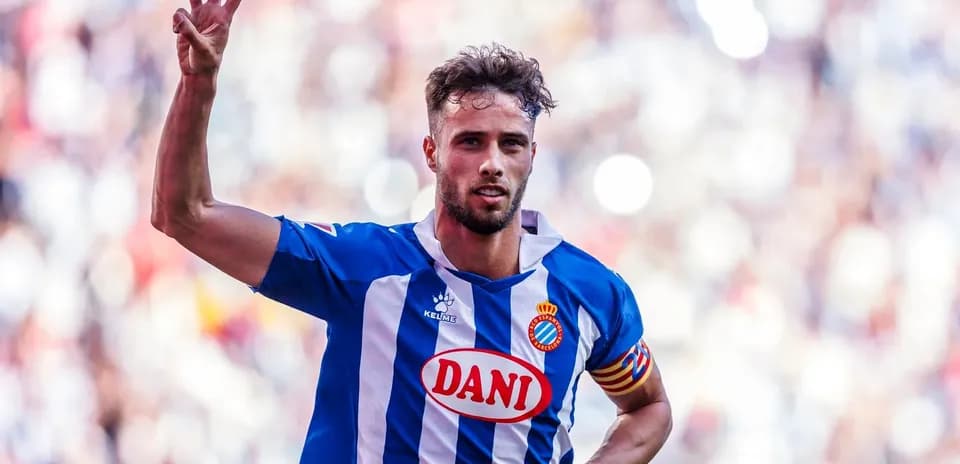 Espanyol player celebrating during La Liga match