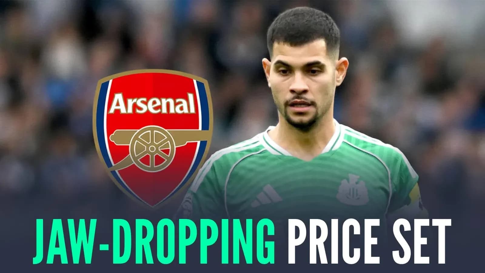 Goalkeeper in green jersey with Arsenal logo background