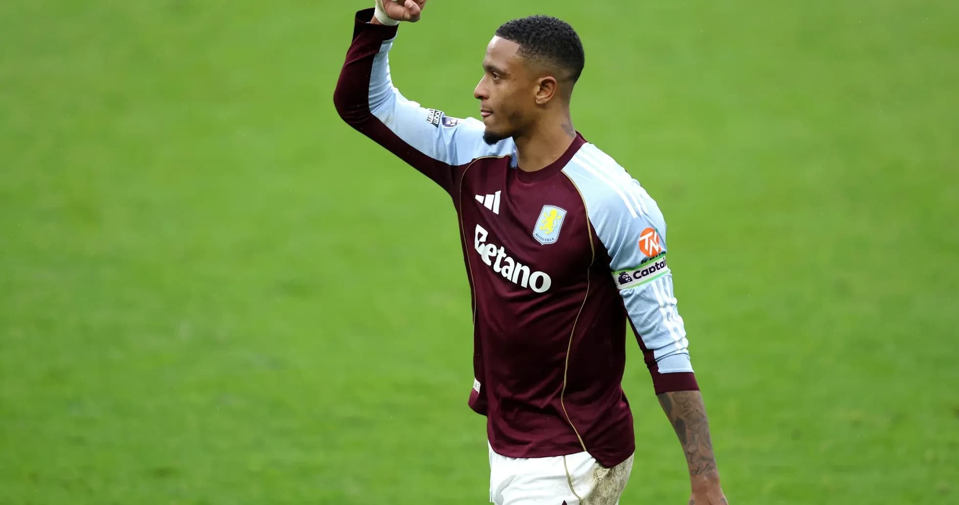 Aston Villa player celebrating during match