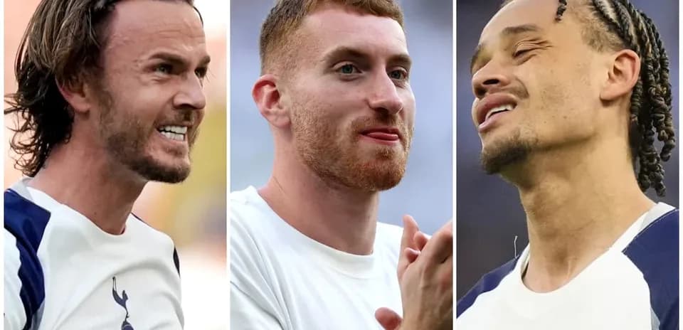 Three Tottenham players during a training session